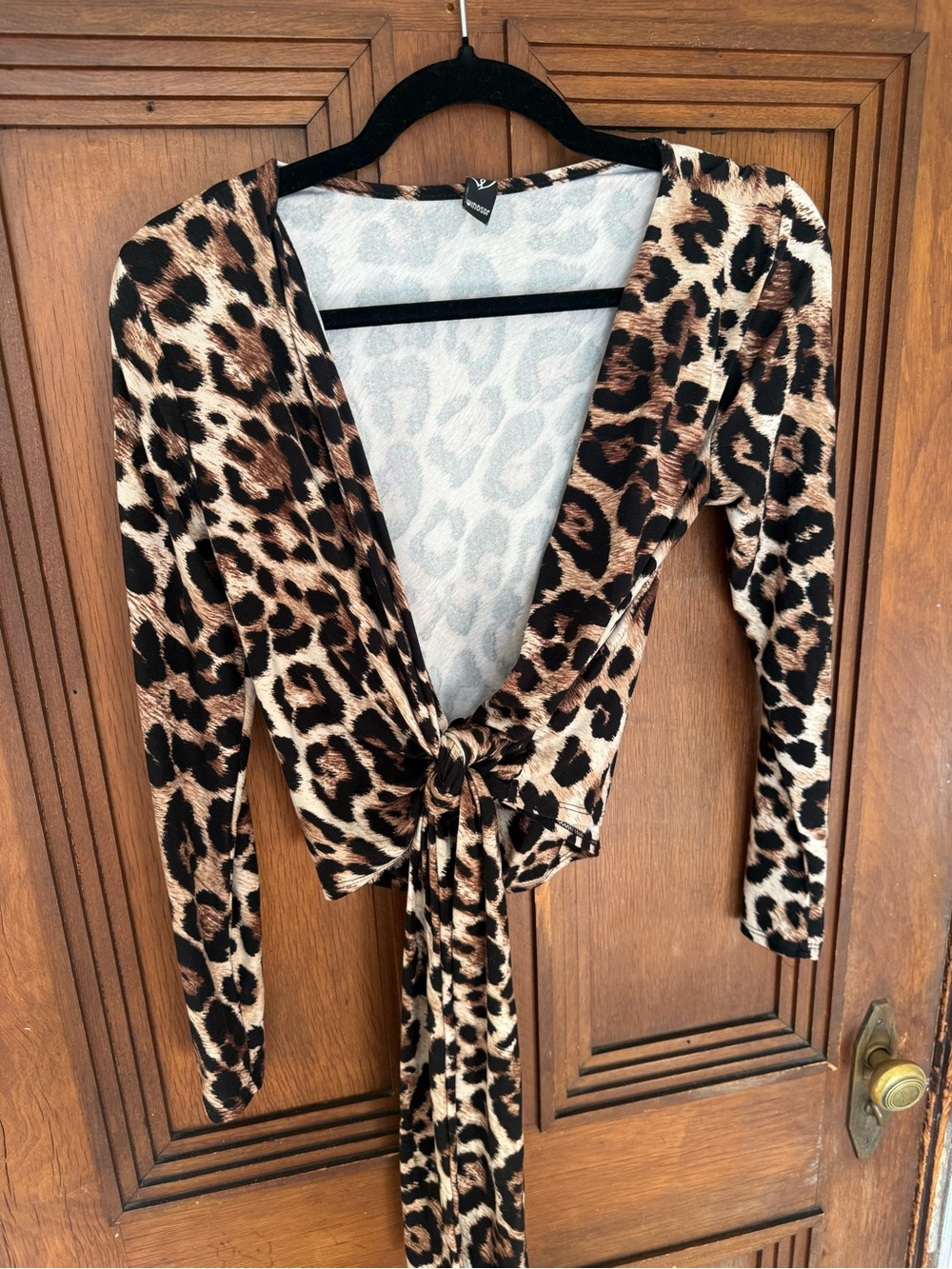 Windsor Leopard Print Tie-Front Blouse in Brown and Black